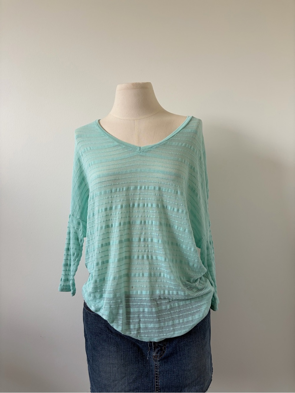 Unlisted Mint Lightweight Textured V-Neck Top